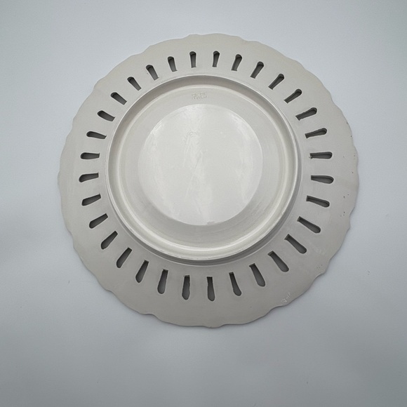 Elegant Reticulated White and Brown Decorative Platter Hand-painted, Italian - Picture 7 of 14